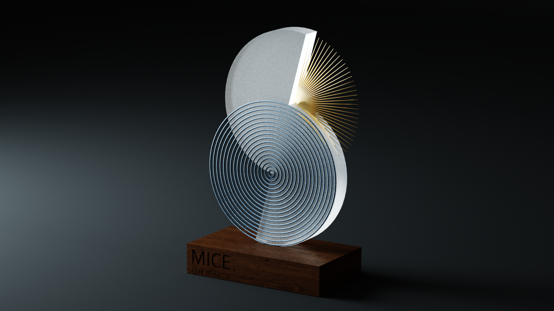 MICE Hall of Fame Award – 3D-Rendering der Trophäe